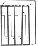 Z-klädskåp (GZ) med plant tak och klinka för hänglås Modell sida 64 D: 550 mm. H: 1740 mm.