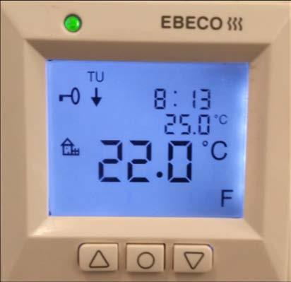 Förenklad manual till termostat EBECO THERM 355 Komfortelgolvvärmen i Ert badrum styrs av en termostat från EBECO typ Therm 355.