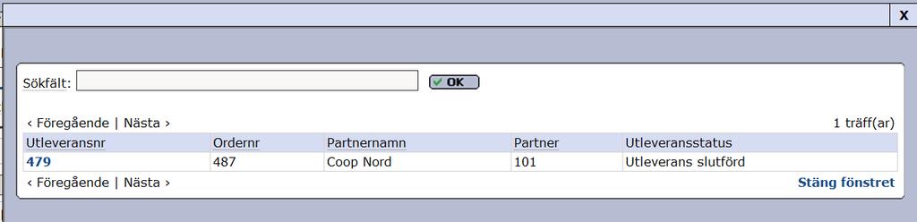 Senast Uppdaterad: 111003 Exder Handledning Coop Nord Representantorderflöde Sida 24 av 28 Vi ser då att utleverans nummer 479 som vi just slutfört finns i listan.