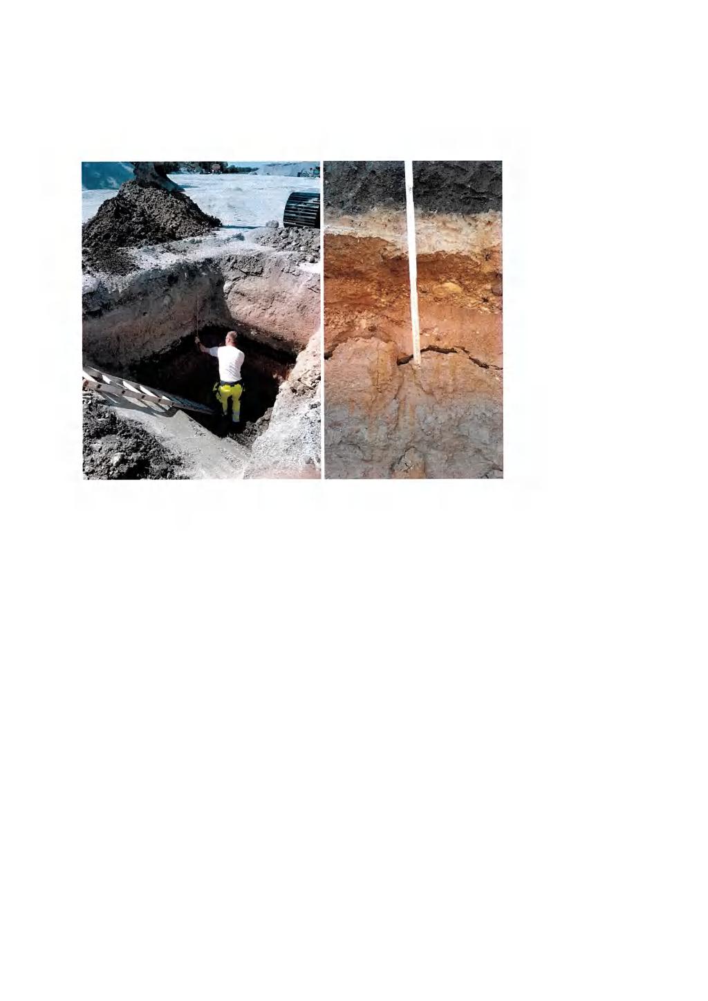 PM sma minera 2018-06-01 4(7)J Provgrop 3: Kakrik brunjord med naturigt avagrad sedimentprofi i väsorterad svasand under ett 1,4m tjockt ager av uppagsmassor.