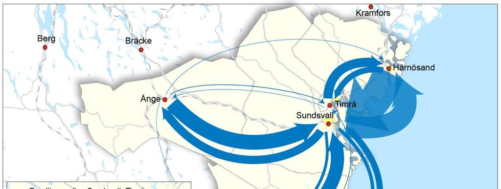 (huvudsakligen i Hudiksvall) och drygt 40 procent bedrev sin gymnasieutbildning utanför länet (huvudsakligen i Sundsvall).