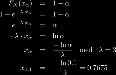 α = ln α λ f X x F X x x.5 = λ ln.5 x.