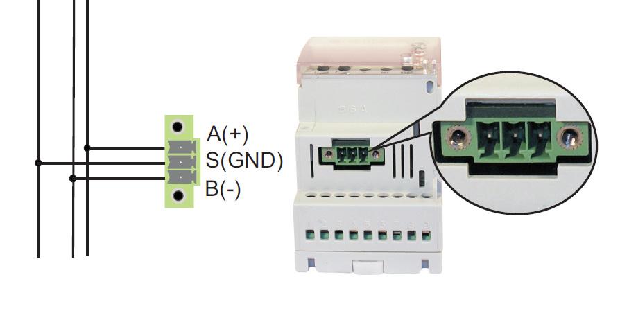 6. Inkoppling Hjälpspänning 230V 50 Hz 10-11 Larmutgångar T1 13-14 T2 14-15 T3 7-8 T4 8-9 S2 S2 S2 S2 Seriell utgång RS485 Modbus Nätverkskabel partvinnad, skärmad, ansluts till den gröna