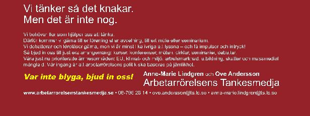 Nu kunskapar vi om Europa Vi har fått uppdraget av partikongressen, att skapa en bred medlemsaktivitet som formulerar framtidens socialdemokratiska Europapolitik.