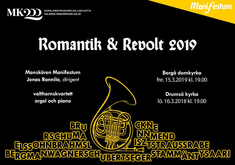Manifestum revolterar romantiskt igen Manifestum fortsätter i vår sin konsertserie Romantik & Revolt. Det är nu fråga om den andra konserten i den planerade serien på tre konserter.