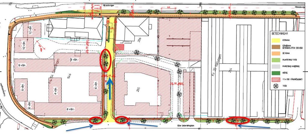 (12) Föroreningar i dagvattnet, Fredriksdalsgatan teret för att ytlig avrinning enkelt skall kunna ske till biofiltren.