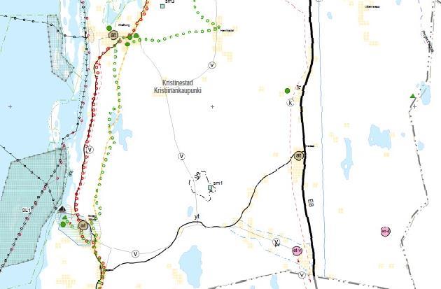 1-12 Bild 6. Utdrag ur Österbottens landskapsplan och riktgivande läge för planeringsområdet. (fastställd: 21.12.2010).