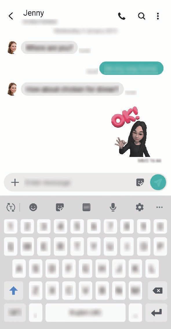 Appar och funktioner Använda Min emoji-dekaler i chattar Du kan