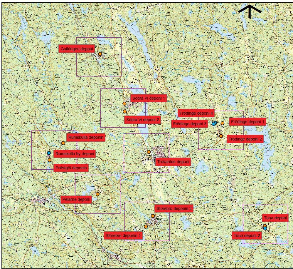 Avfallsplan 2015-2025 Bilaga 4 Nedlagda deponier 7 (7) Karta 1.