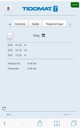 Registreringar Innevarande dags registreringar visas.