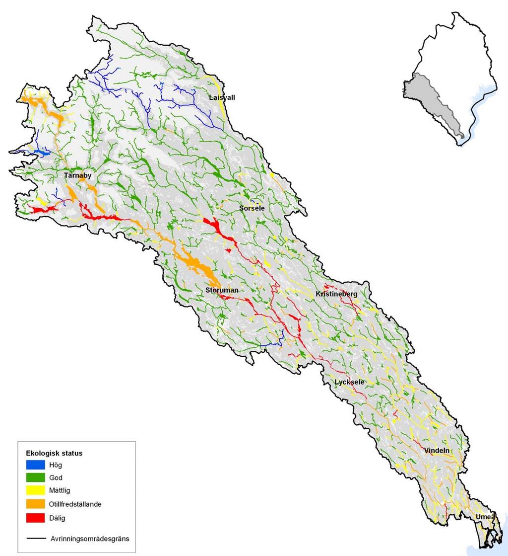 sjöar och Ekologisk status Bedömningen är gjord utifrån en påverkansanalys av