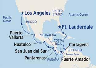 Vi börjar i Fort Lauderdale, Florida, och kryssar med det fina kryssningsfartyget Emerald Princess. På vårt första stopp besöker vi den pittoreska staden Cartagena i Colombia.