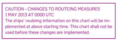 22 The new editions of charts 47 and 957 can be taken into use on 1 May 2013, when the old editions should be taken out of use.