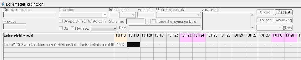 Öppna receptdel från Ordinationsöversikten Det är möjligt att komma till receptdelen även om det inte finns någon