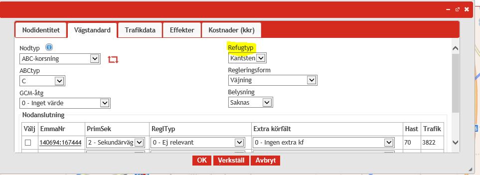 0 Vid import av äldre EVA-kalkyl kan vissa enstaka länkar sakna Emme-nr, vilket gör att objektet inte går att köra. Egenskapen Emme-nr går inte att ändra i gränssnittet.