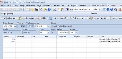 KUNDREGISTRET I kundbilden, fliken fakturor, kan du dubbelklicka på