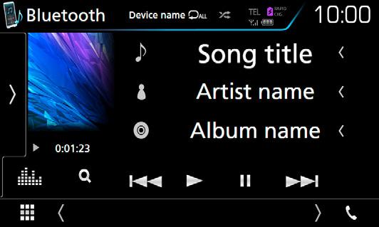 7) ÑÑBluetooth, grundläggande användning 5 Funktionsskärm 4 Tryck på [SET]. ÑÑÄndra enhetsnamnet 4 3 2 Tryck på [Device Name] på skärmen Bluetooth SETUP. hhskärmen Change Device Name visas.