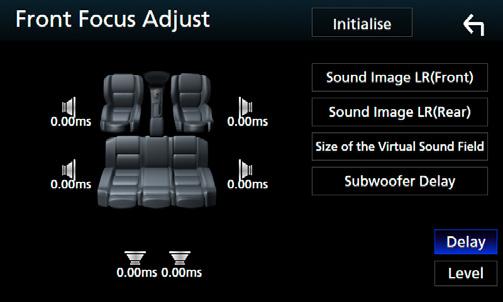 [Size of the Virtual Sound Field] Justera storleken på ljudbilden efter din smak. Om ljudbilden skiftas framifrån, justera den genom [Sound Image LR (Front)] eller [Sound Image LR (Rear)].