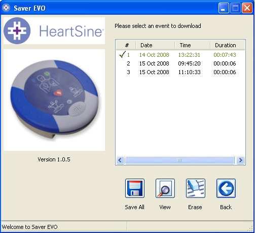 För att hämta händelsedata för en defibrillation från din samaritan PAD bör du försäkra dig om att din samaritan PAD är inkopplad till din PC, och sedan klicka på PAD Data knappen.