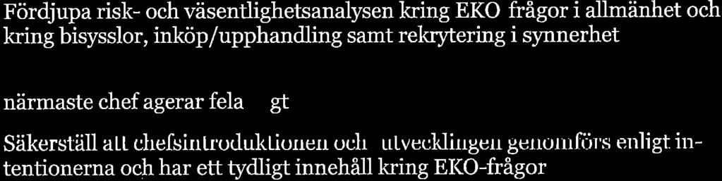 llmänhet och kring bisysslor, inköp/upphndling smt rekrytering i synnerhet 'I frm riktlinjer och rutiner tydliggör vrl en nställd sk väncl sig om närmste chef gerr fellitigt Säkerställ tl