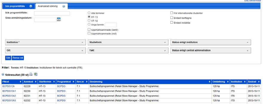 Dessa visar hur många programtillfällen som är markerade för att uppmärksamma om åtgärd i programtillfälleseditorns meddelandesystem samt hur många tillfällen som är inställda.