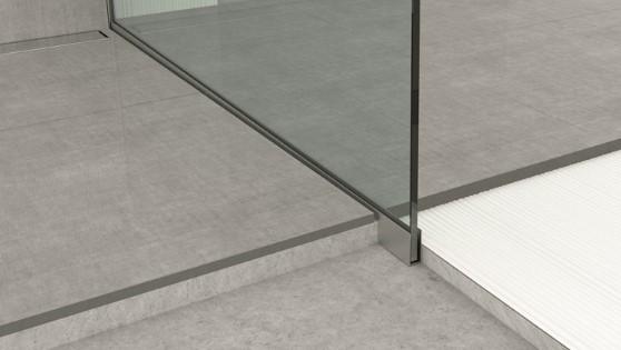 Glass profile - en aluminium skena till glas på golv som ger ett mycket stilfullt duschrum Glass profile - TGU/GU design 2,7 m