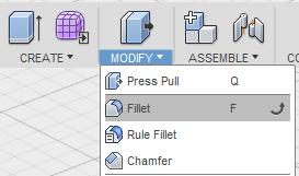 Runda kant Den undre ändan av rundstaven avser vi att fasa med 5 mm radie. Förfaringssättet är mycket likt föregående övning, då vi gjorde en fas. Välj Fillet under Modify -menyn.