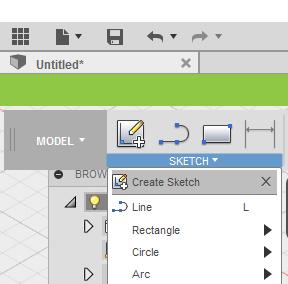 Skapa skissplan De flesta CAD-program som är solidbaserade startar med ett 2-dimensionellt angrepp. Vi startar med att välja Create sketch ur Sketch-menyn.