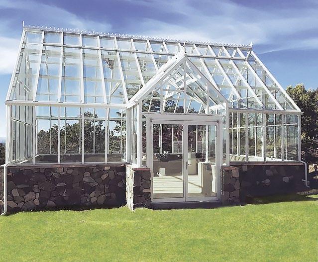 The Cape Cod Vestibule Orangery, 5,7 x 8,8 m, 50 m 2, 16 mm dubbelglas, specialbeställd förstuga/entrédel.