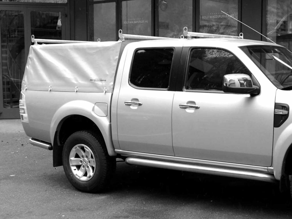 Fullback I Pickup Blachenverdeck I Stangenträgerkombination BRÜCKENLÄNGE IN CHF Blachenverdeck Dach flach, passend