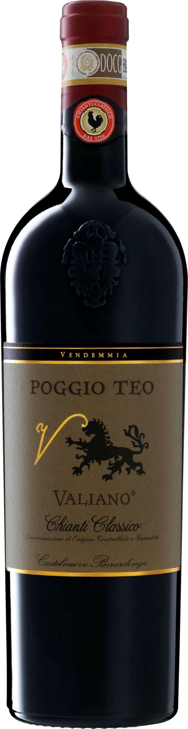 Piccini Poggio Teo Valiano Chianti Classico 2013 Chianti, Italien Stor inbjudande och komplex doft med mängder av mogna körsbär, moreller, kryddor och härligt rostade ekfatstoner.