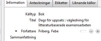 Gå till Zotero, referensen är markerad.