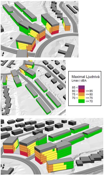 Figur 6: Maximal ljudnivå vid