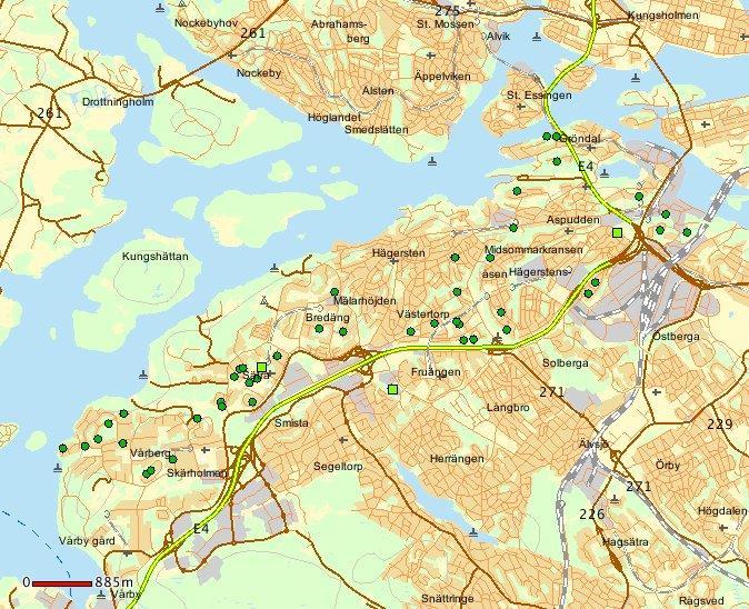 4 49 st fullbordade och försök till inbrott i villa och lägenhet i December 2018 (3 st prickar på kartan visade sig ej vara brott) Stadsdelar i lokalpolisområdet Vårberg: 5 inbrott i villa/radhus.