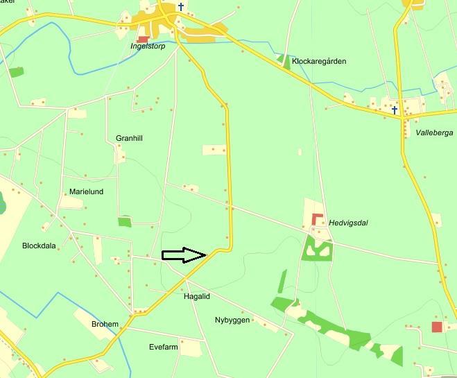 Figur 1. Skåne med platsen för fastigheten Ingelstorp 32:19 i den södra delen av landskapet markerad med en röd prick. Figur 2.