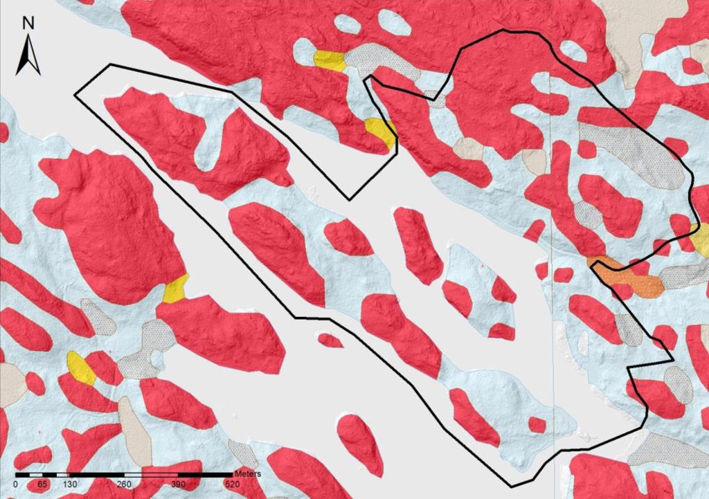 Geologiska bevarandevärden Bergrunden är av granodiorit med mindre inslag av amfibolitiska bergarter såsom gabbro.