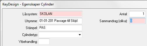 Det som registreras i KeyDesign är knutet till de nycklar och cylindrar som finns i låsschemat, t ex Vill man registrera i vilken dörr denna cylinder sitter måste man i standard KeyDesign