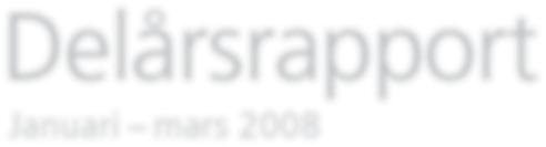 Wihlborgs Fastigheter AB Delårsrapport Januari mars 2008 Periodens resultat ökade till 117 mkr (114), motsvarande 3,13 kr per aktie (2,97) Periodens hyresintäkter ökade till 287 mkr (248) Resultat