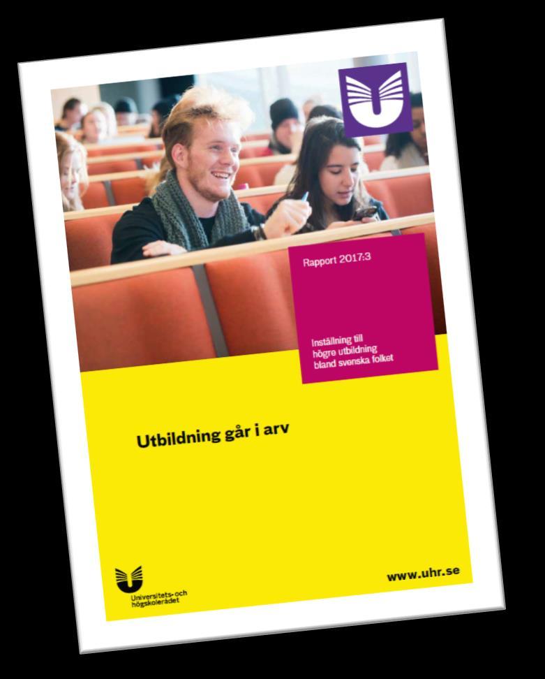 "Utbildning går i arv" är en undersökning som UHR* låtit göra av tusen svenskars inställning till högskoleutbildning. Ungefär hälften i åldern 19 29 år minns inte att de fått vägledning i gymnasiet.