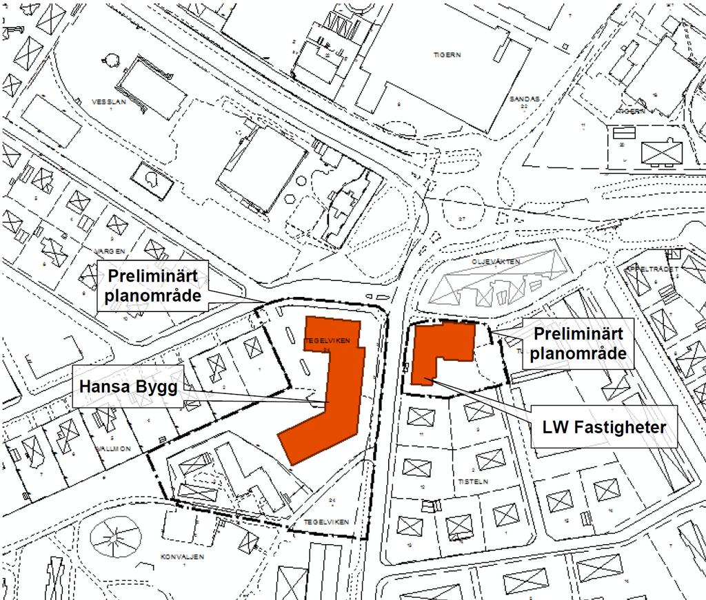 3. Förutsättningar Planområdet ligger vid Stensbergsvägen och omfattar två delar.