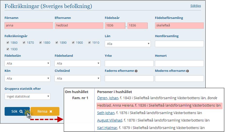 Söka vuxna När en person gifter sig så försvinner uppgiften om faderns efternamn och de får vanligtvis faderns efternamn som eget efternamn.