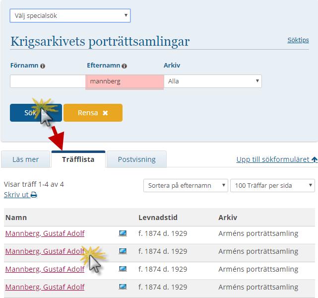 Sök porträtt av officer Erik Gustaf Mannberg grundade