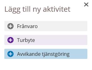 Sida 5 av 26 Meny i kalendern Kugghjulet här finns inställningar för visning i kalendern, om partiell frånvaro skall visas samt turbyten med ledig dag.