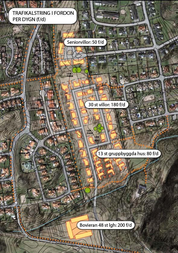 3. Planerad bebyggelse och trafikalstring Planerad bebyggelse inom programområdet utgörs endast av bostäder och återfinns i figur 3.