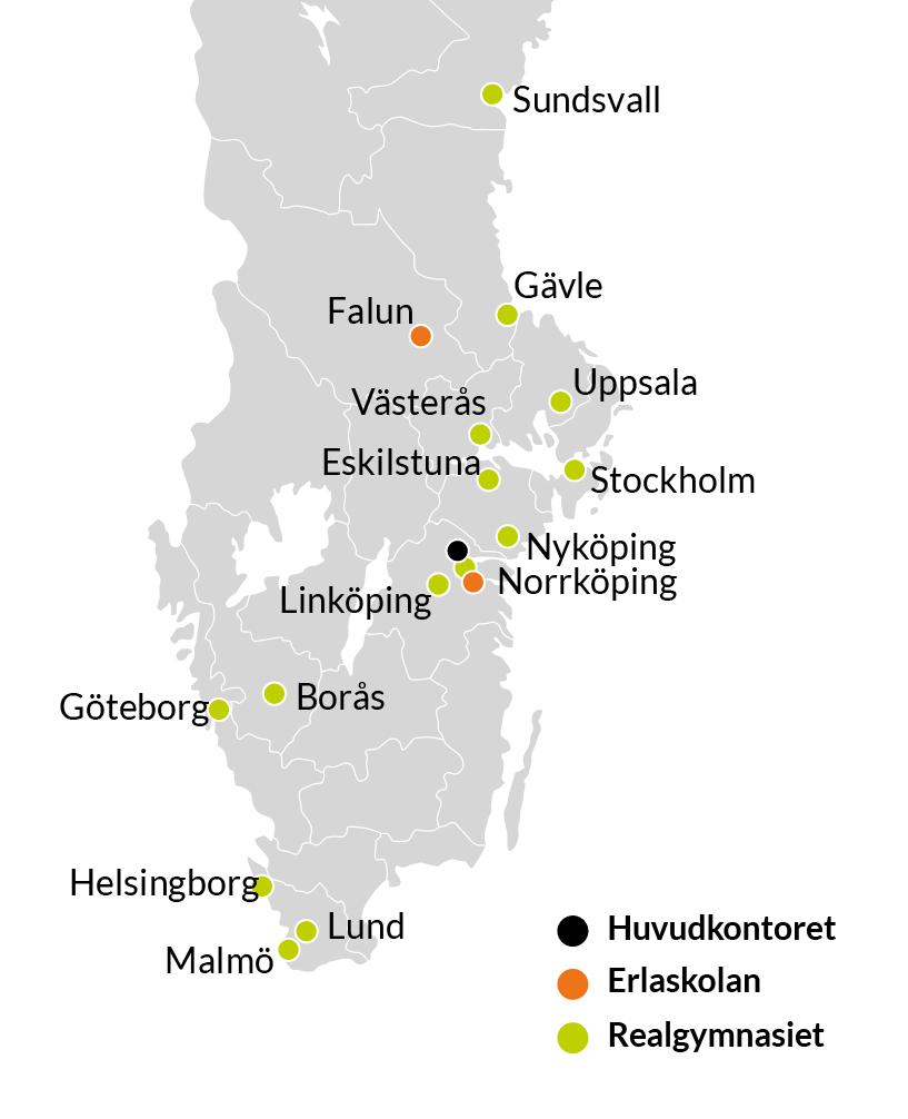 Om Lärande Grundades år 1999 i Norrköping Realgymnasiet 15 skolor Erlaskolan 3 grundskolor Magnetica 3