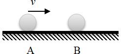 27) Två kulor utför en rak, central stöt. Kulan A är före stöten i rörelse medan kulan är i vila.