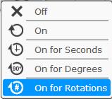 Motorerna kan programmeras i sekunder, grader eller rotationer.