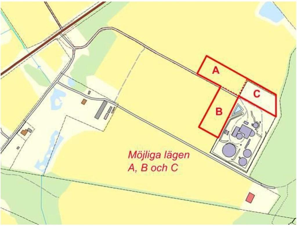 Alternativa lokaliseringar lokalt Även på lokal nivå har olika alternativa placeringar studerats. De lägen som bedömts framgår av figur 4.