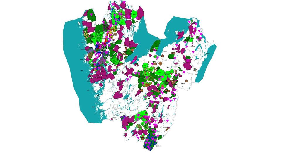 Exempel från VG-läns GIS databas Mörklila: Nya Landsbygdsprogrammet Mörkgrön: Lbp: med PTS