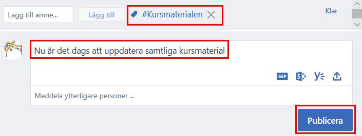 När du ska göra ett inlägg och använda ett